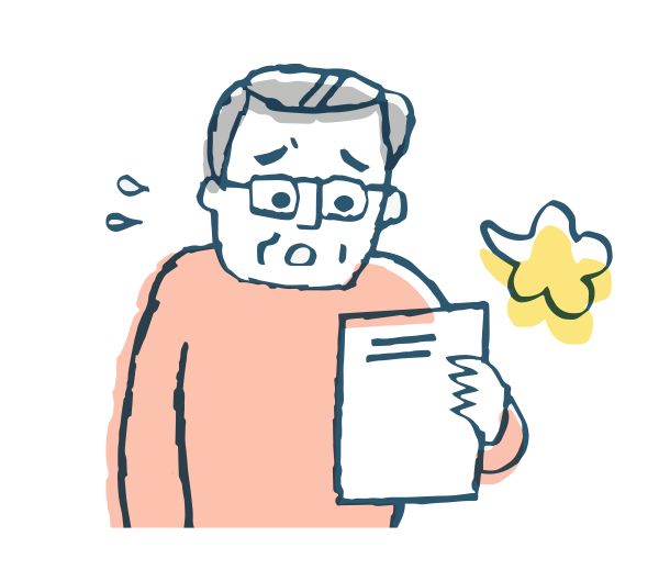 督促状を見てため息をする人のイラスト